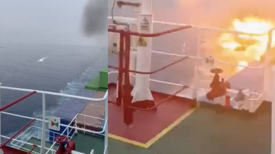 Pirate boat explodes after being shot