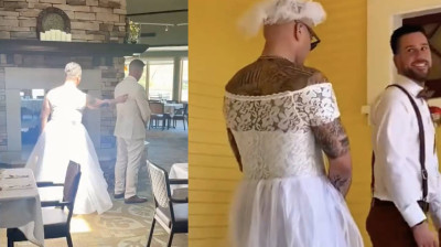 Broma de amigos el día de su boda