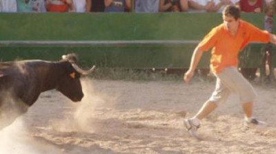 Match de football dans une ferme de vaches