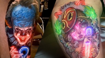 Une personne ajoute des LED à ses tatouages